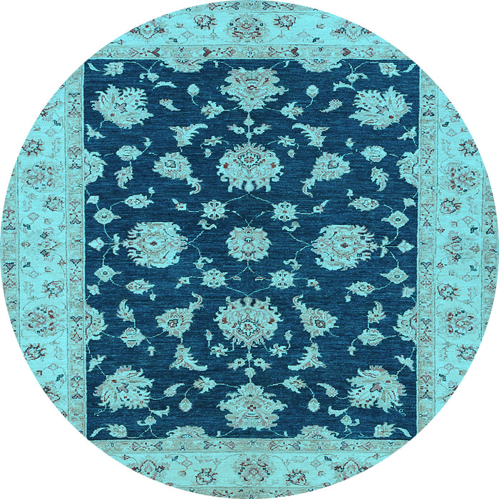 Round Machine Washable Persian Light Blue Traditional Rug, wshtr1475lblu