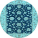 Round Machine Washable Persian Light Blue Traditional Rug, wshtr1475lblu