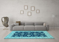 Machine Washable Persian Light Blue Traditional Rug, wshtr1475lblu