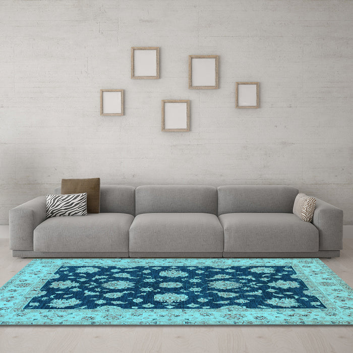 Machine Washable Persian Light Blue Traditional Rug in a Living Room, wshtr1475lblu