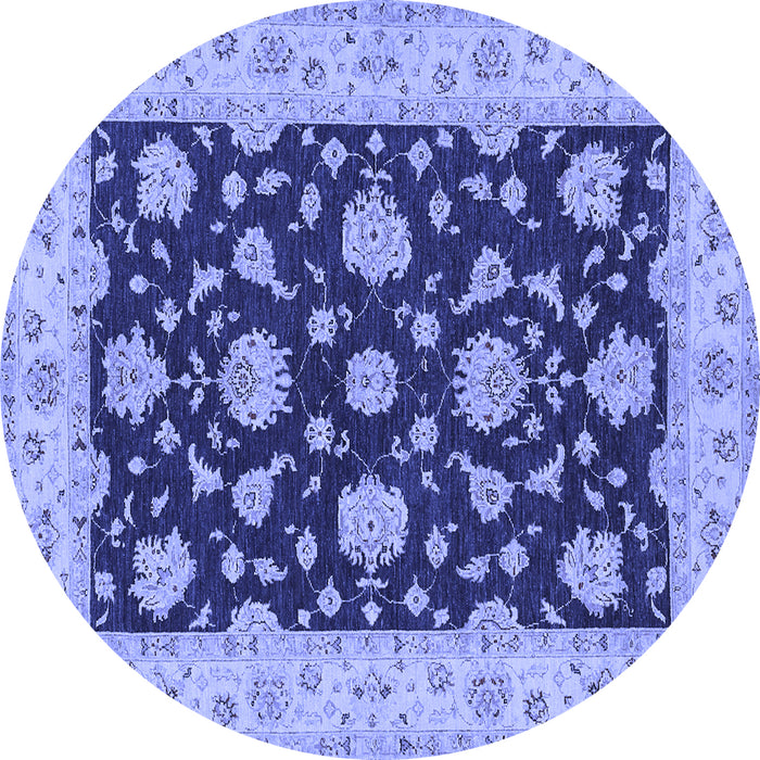 Round Persian Blue Traditional Rug, tr1475blu