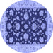 Round Persian Blue Traditional Rug, tr1475blu