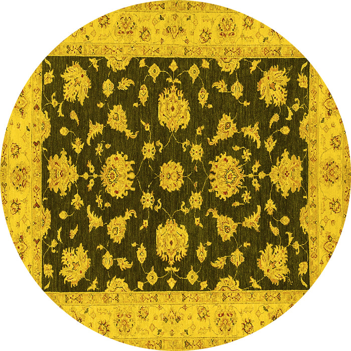Round Persian Yellow Traditional Rug, tr1475yw