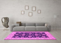 Machine Washable Persian Pink Traditional Rug, wshtr1475pnk