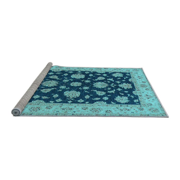 Sideview of Machine Washable Persian Light Blue Traditional Rug, wshtr1475lblu