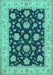 Machine Washable Persian Turquoise Traditional Area Rugs, wshtr1475turq