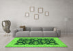 Machine Washable Persian Green Traditional Area Rugs in a Living Room,, wshtr1475grn