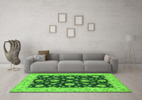 Machine Washable Persian Green Traditional Rug, wshtr1475grn