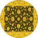 Round Machine Washable Persian Yellow Traditional Rug, wshtr1475yw