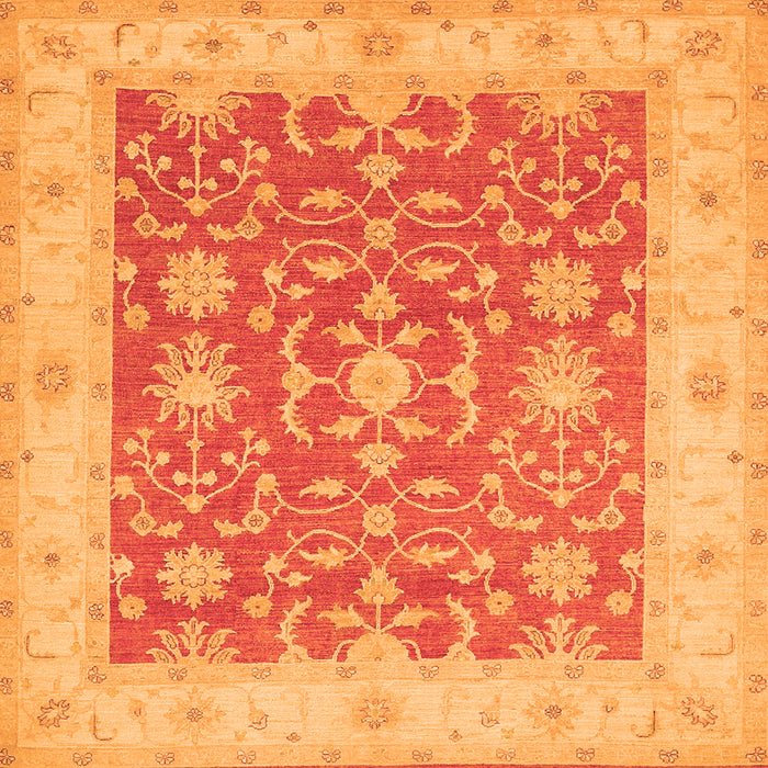 Round Machine Washable Oriental Orange Traditional Area Rugs, wshtr1476org