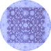 Round Oriental Blue Traditional Rug, tr1476blu