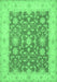 Machine Washable Oriental Emerald Green Traditional Area Rugs, wshtr1476emgrn