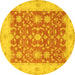 Round Oriental Yellow Traditional Rug, tr1476yw