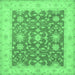 Square Machine Washable Oriental Emerald Green Traditional Area Rugs, wshtr1476emgrn