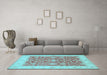 Machine Washable Oriental Light Blue Traditional Rug in a Living Room, wshtr1476lblu