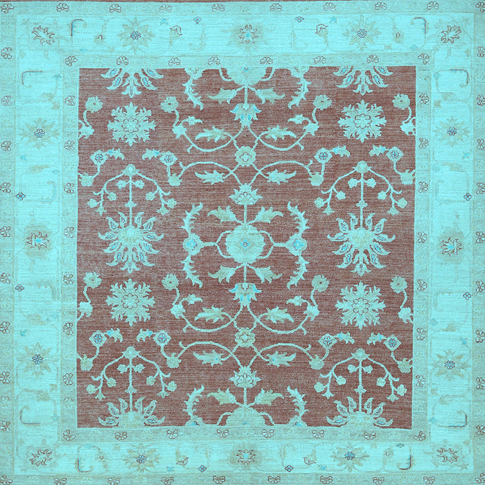 Square Machine Washable Oriental Light Blue Traditional Rug, wshtr1476lblu