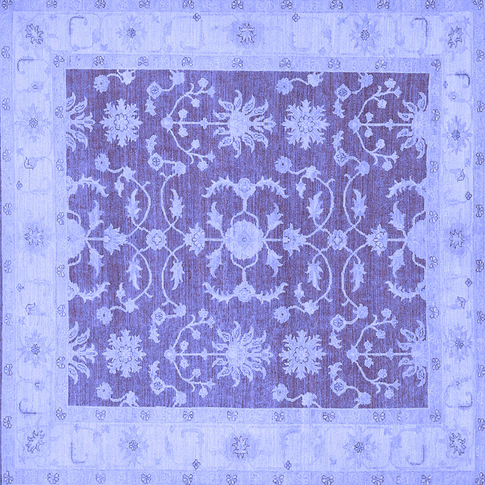 Square Machine Washable Oriental Blue Traditional Rug, wshtr1476blu