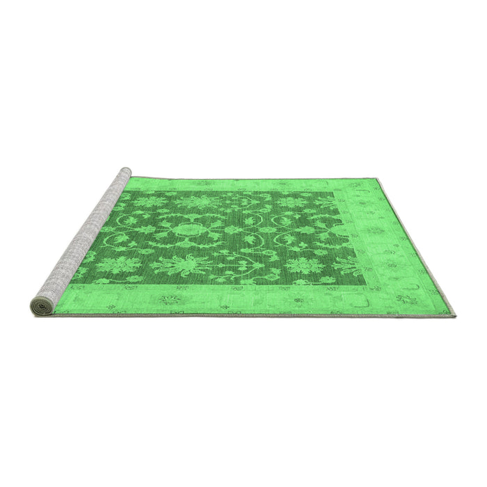 Sideview of Machine Washable Oriental Emerald Green Traditional Area Rugs, wshtr1476emgrn