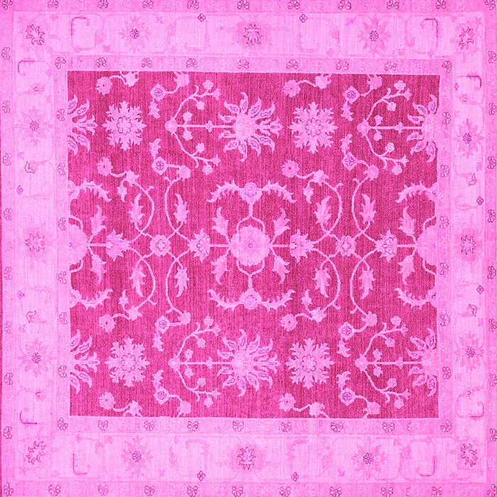 Square Oriental Pink Traditional Rug, tr1476pnk