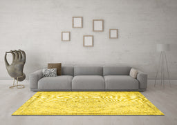 Machine Washable Persian Yellow Traditional Rug in a Living Room, wshtr1477yw