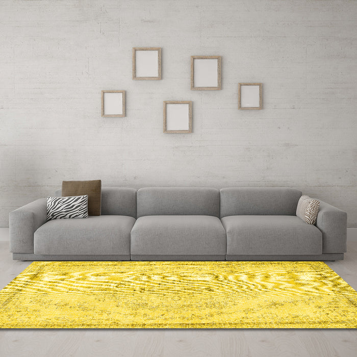 Machine Washable Persian Yellow Traditional Rug in a Living Room, wshtr1477yw
