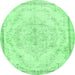 Round Persian Emerald Green Traditional Rug, tr1477emgrn