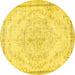 Round Persian Yellow Traditional Rug, tr1477yw