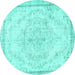 Round Persian Turquoise Traditional Rug, tr1477turq