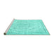 Sideview of Machine Washable Persian Turquoise Traditional Area Rugs, wshtr1477turq