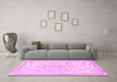 Machine Washable Persian Pink Traditional Rug in a Living Room, wshtr1477pnk