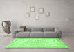 Machine Washable Persian Green Traditional Area Rugs in a Living Room,, wshtr1477grn