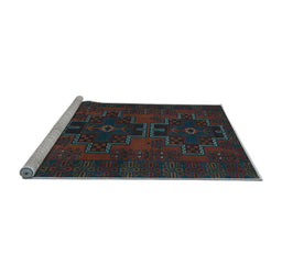 Sideview of Machine Washable Persian Light Blue Traditional Rug, wshtr1478lblu
