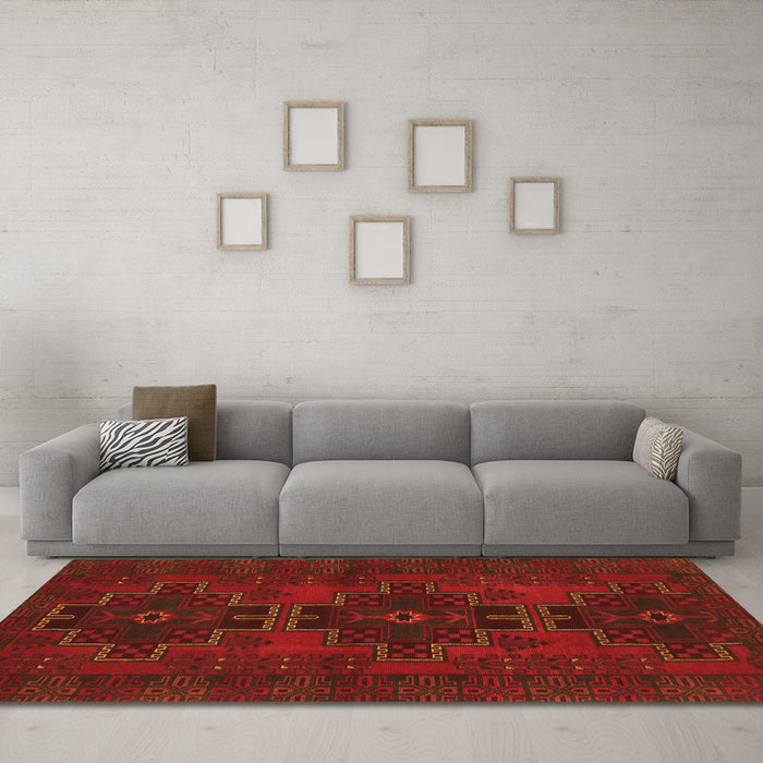 Machine Washable Persian Orange Traditional Area Rugs in a Living Room, wshtr1478org