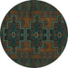 Round Persian Turquoise Traditional Rug, tr1478turq