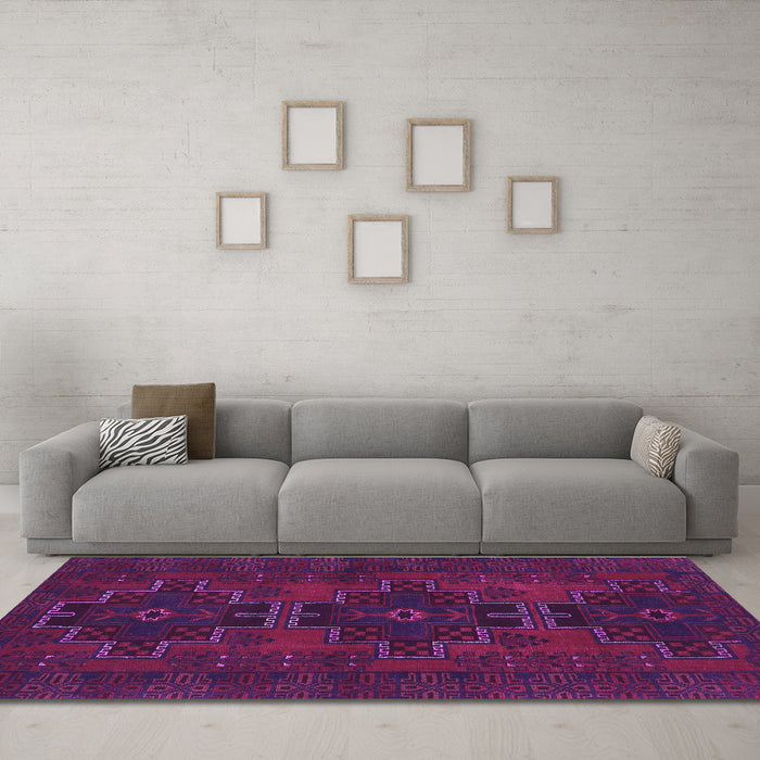 Machine Washable Persian Purple Traditional Area Rugs in a Living Room, wshtr1478pur