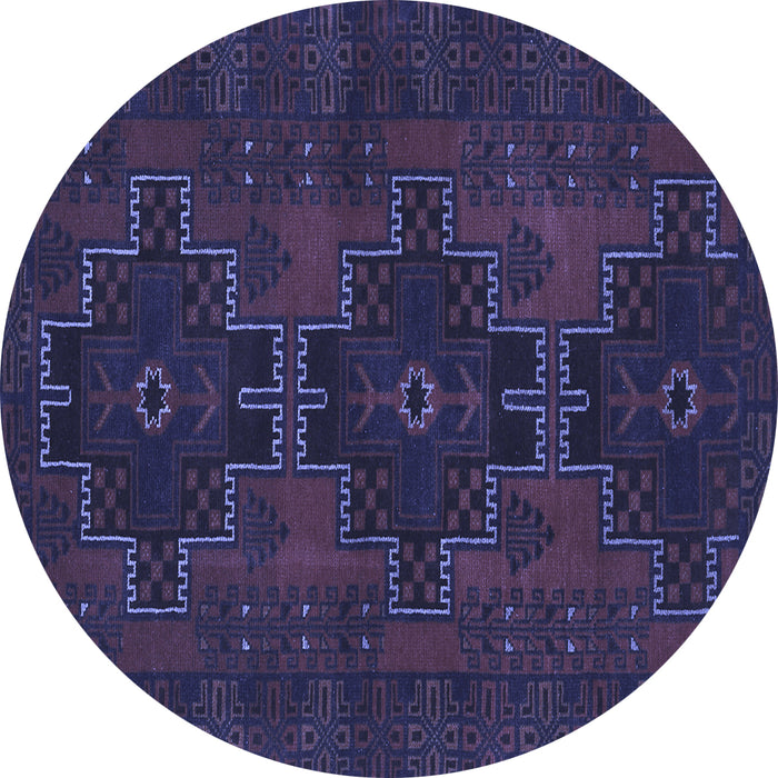 Round Machine Washable Persian Blue Traditional Rug, wshtr1478blu