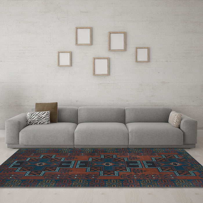 Machine Washable Persian Light Blue Traditional Rug in a Living Room, wshtr1478lblu