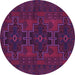 Round Machine Washable Persian Purple Traditional Area Rugs, wshtr1478pur