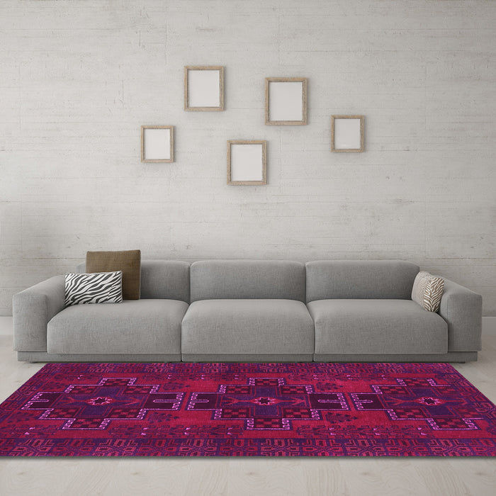 Machine Washable Persian Pink Traditional Rug in a Living Room, wshtr1478pnk