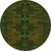Square Persian Green Traditional Rug, tr1478grn