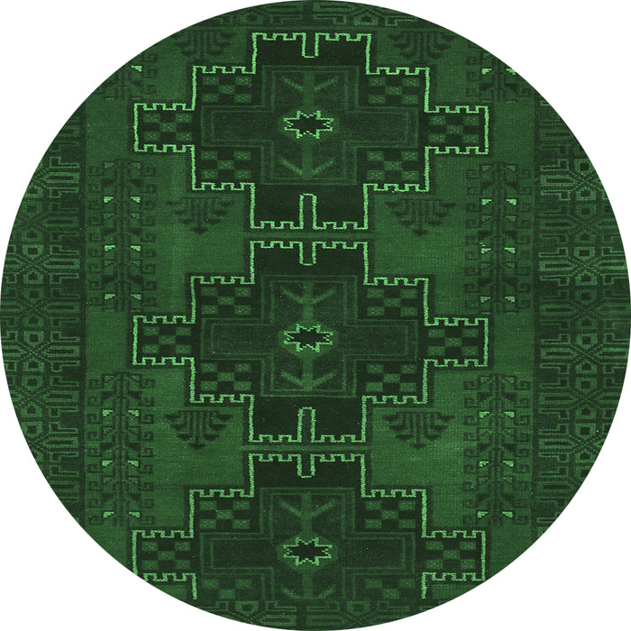 Round Persian Emerald Green Traditional Rug, tr1478emgrn