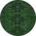 Round Persian Emerald Green Traditional Rug, tr1478emgrn