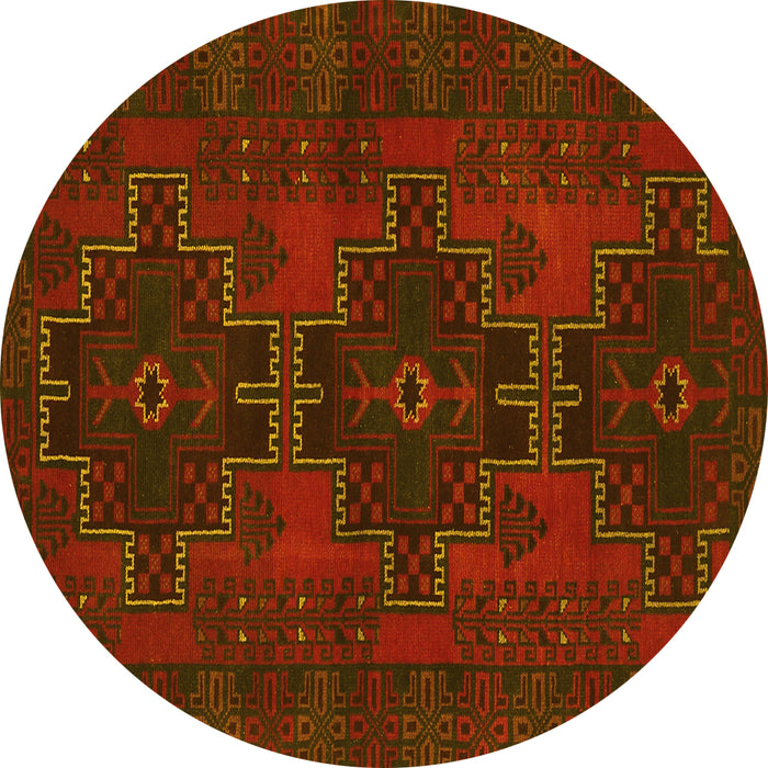 Round Persian Yellow Traditional Rug, tr1478yw
