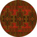 Round Persian Yellow Traditional Rug, tr1478yw