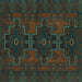 Square Machine Washable Persian Turquoise Traditional Area Rugs, wshtr1478turq