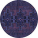 Round Persian Blue Traditional Rug, tr1478blu