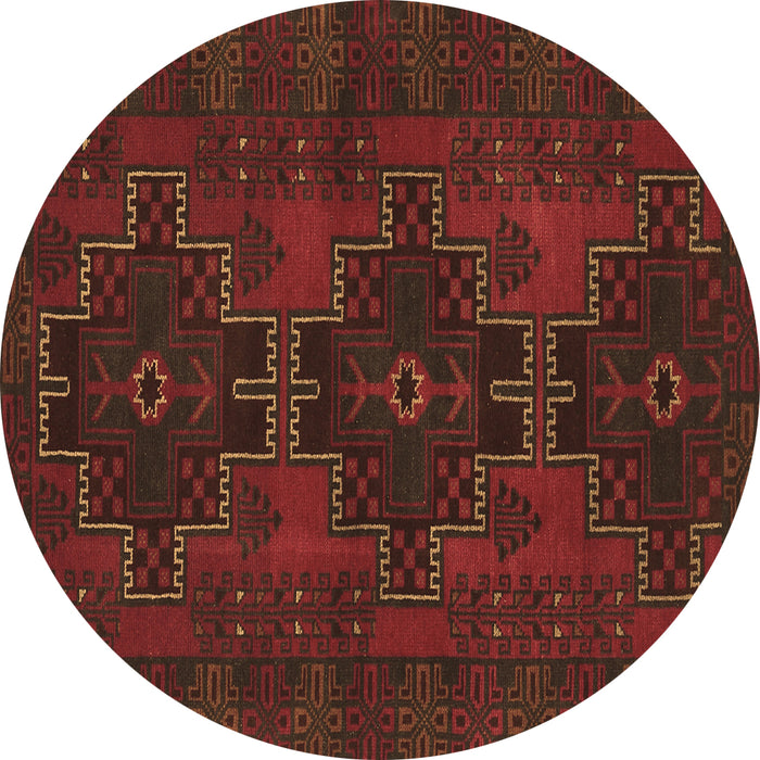 Round Persian Brown Traditional Rug, tr1478brn