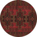 Round Persian Brown Traditional Rug, tr1478brn