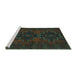 Sideview of Machine Washable Persian Turquoise Traditional Area Rugs, wshtr1478turq