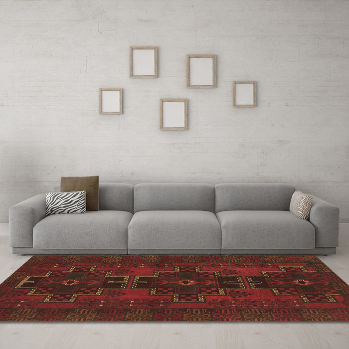 Machine Washable Persian Brown Traditional Rug in a Living Room,, wshtr1478brn